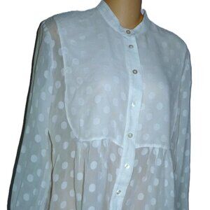 HIGH white silk button down  tunic top 10